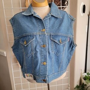 Gazoz 80s Vintage Crop Denim Vest Sz L